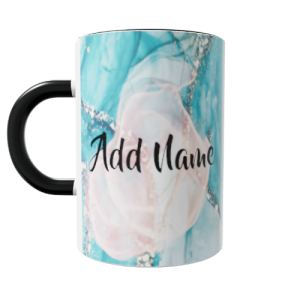 Blue Pink Abstract Art Design with Name Customized Photo Printed Coffee Mug