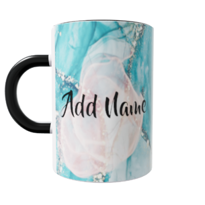 Blue Pink Abstract Art Design with Name Customized Photo Printed Coffee Mug