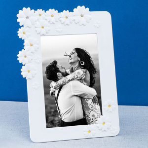 White Floral Photo Frame