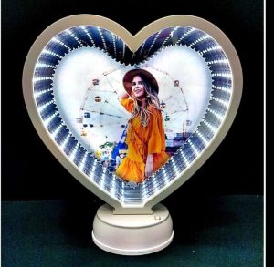Heart Shape 3D Mirror Photo Frame Preview